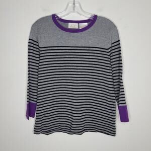 EP Pro grey black striped long sleeve sweater with purple trim - large